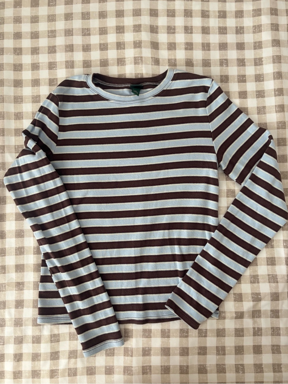 Wild Fable Striped Long Sleeve Tee in Light Blue & Brown